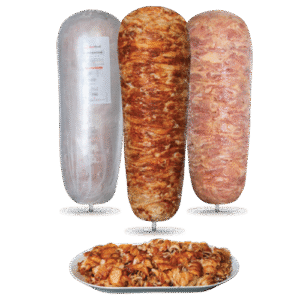 Juicy doner skewer made from tender, seasoned chicken meat, perfectly grilled and ready to serve