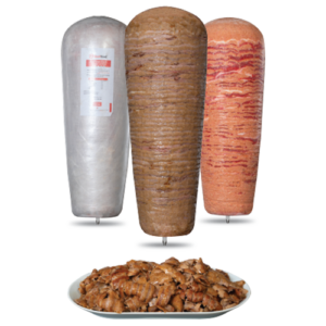 Juicy doner kebab skewer made from a blend of beef and minced meat, perfectly seasoned and roasted on the grill