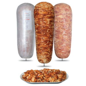 Juicy doner skewer made from tender, seasoned chicken meat, perfectly grilled and ready to serve