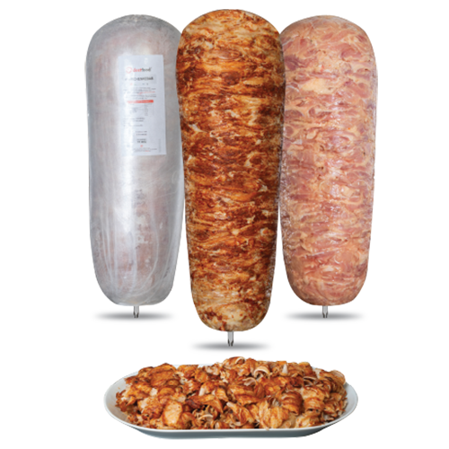 Juicy doner skewer made from tender, seasoned chicken meat, perfectly grilled and ready to serve